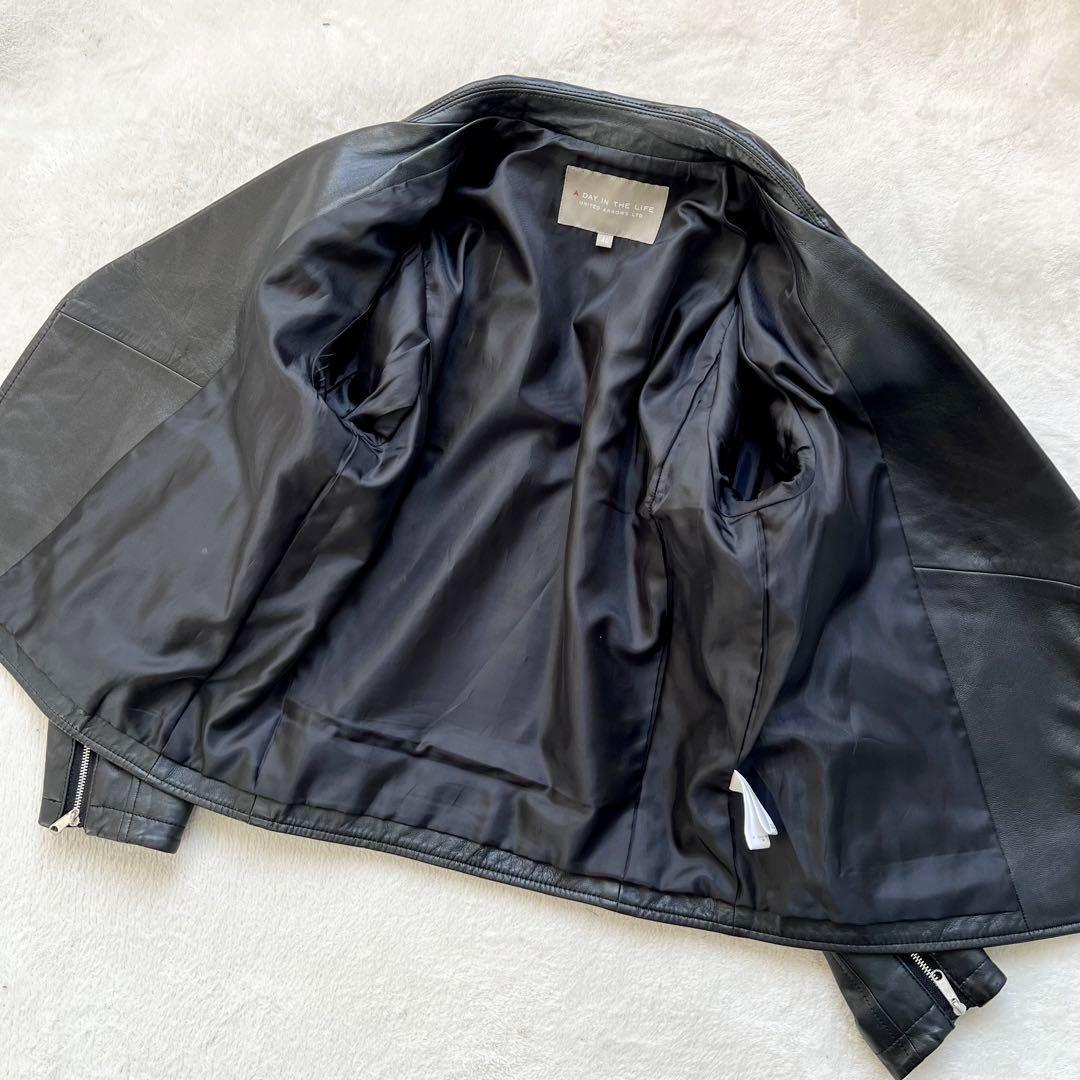 UNITED ARROWS⭐️本革ダブルライダースジャケット、黒色、サイズ40
