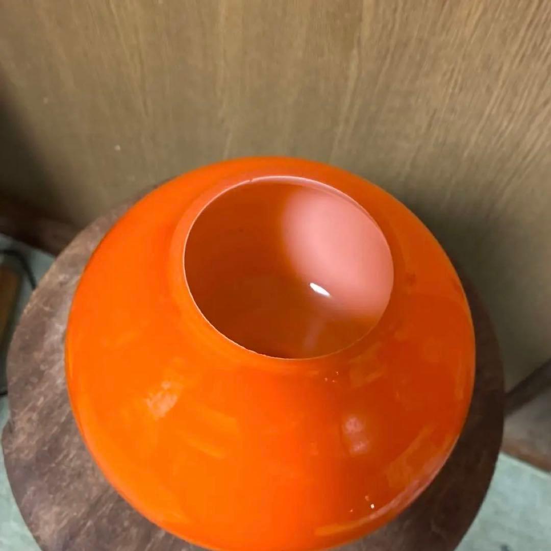 KAITO様‼️昭和レトロ照明ランプガラスカバー傘当時物レトロポップオレンジ　希少