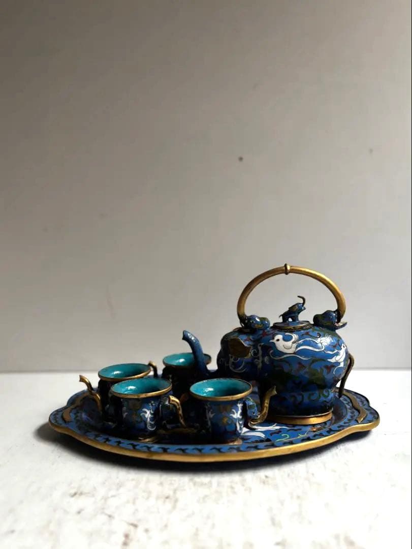 854 コレクション ヴィンテージ 七宝焼 ミニチュア 象のティーセット 景泰藍