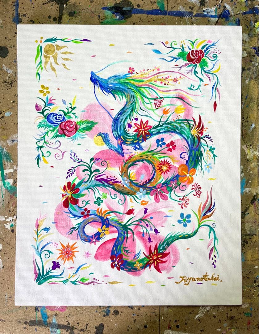 幻の花龍 ③ アクリル画 開運絵画 龍神 龍ノツカイ