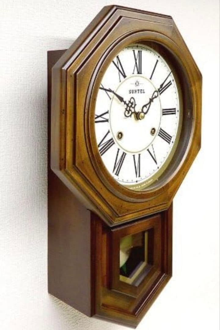 未使用　SUNTEL 八角形クオーツ時計　さんてる　ボンボン時計 振り子　掛時計