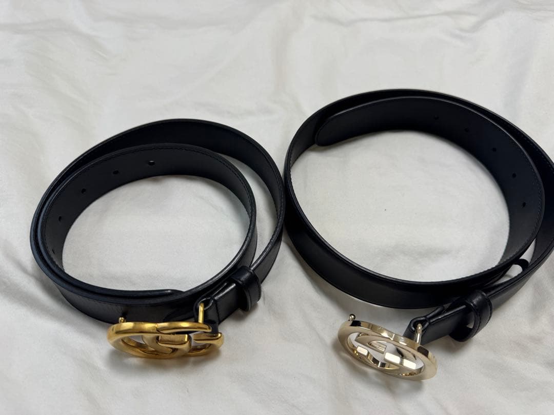 GUCCI ブラックレザー ベルト 2本セット