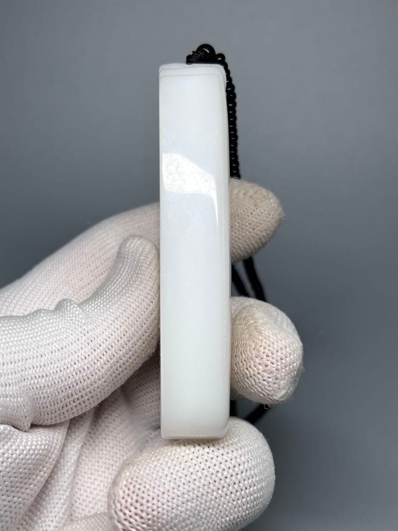 中国美術　本物和田白玉　ネックレス　無事プレート(無事牌)　お守り　天然石　素彫