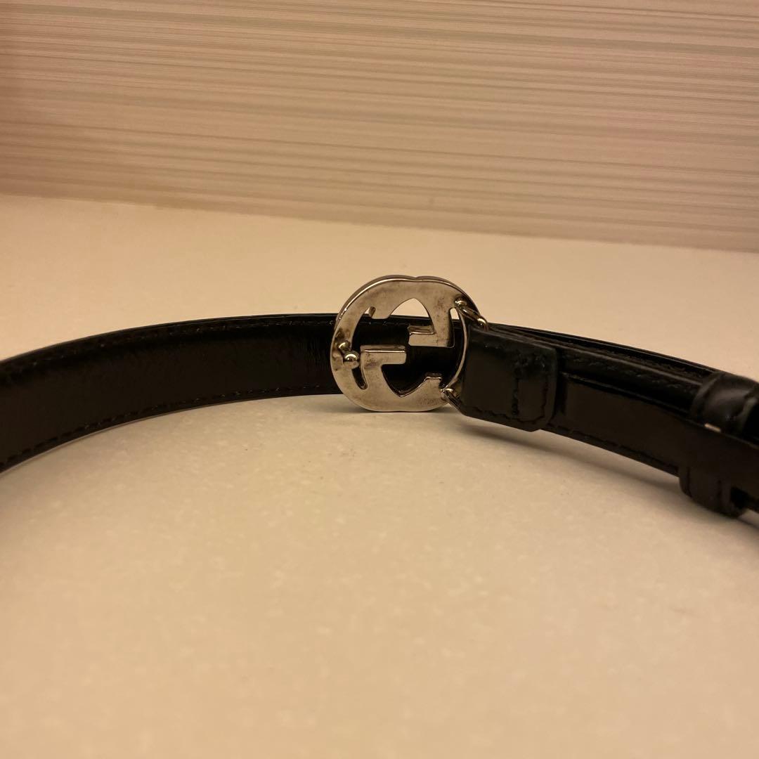 GUCCI ブラックレザー ベルト 65-26