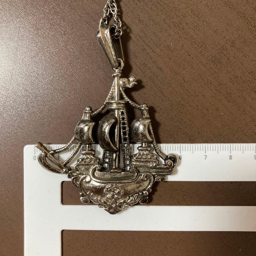 アンティーク シルバーネックレス 帆船 鎖チェーン 希少 ヴィンテージ品