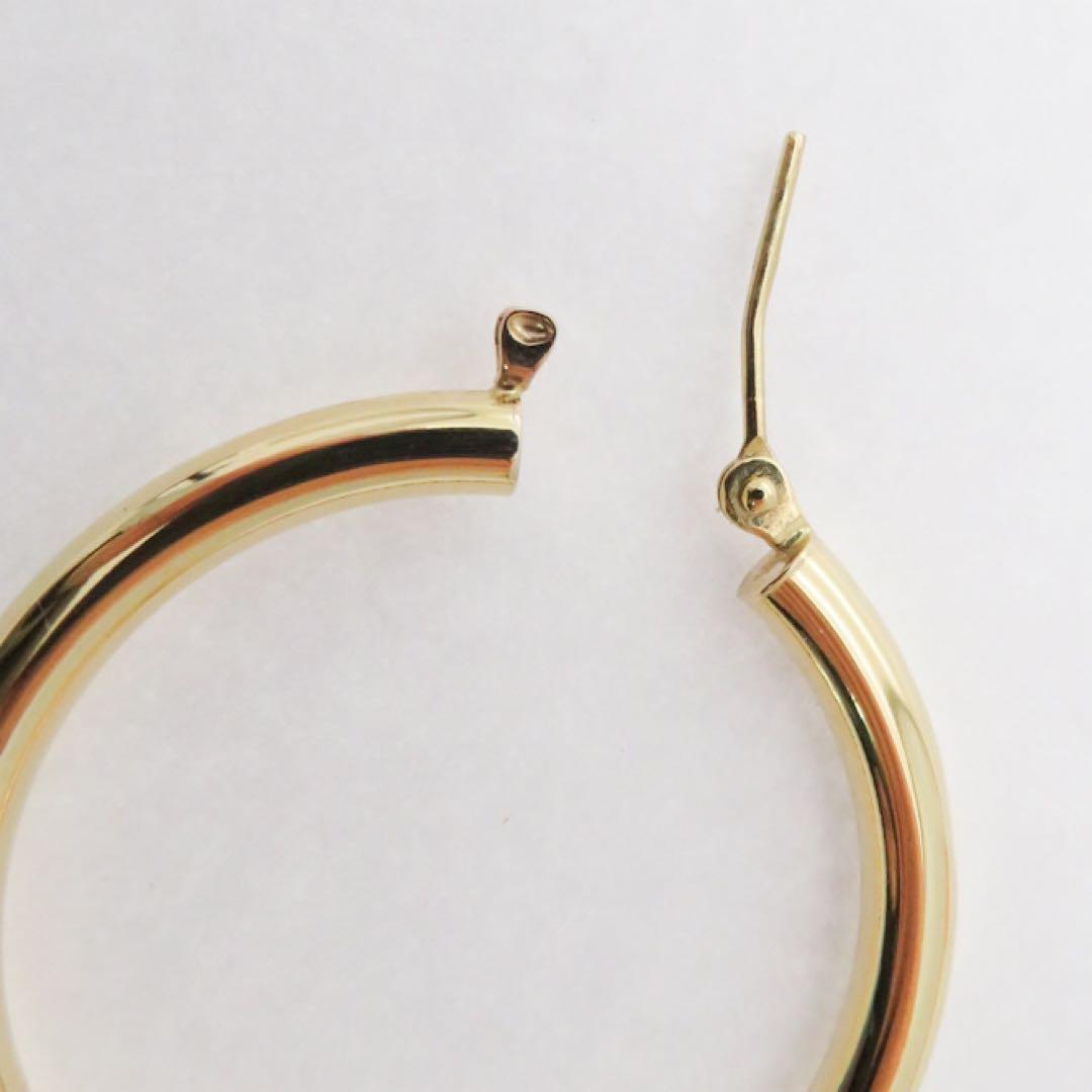 K18YG 18金 フープピアス 幅3mm 外径30mm イエローゴールド　片耳