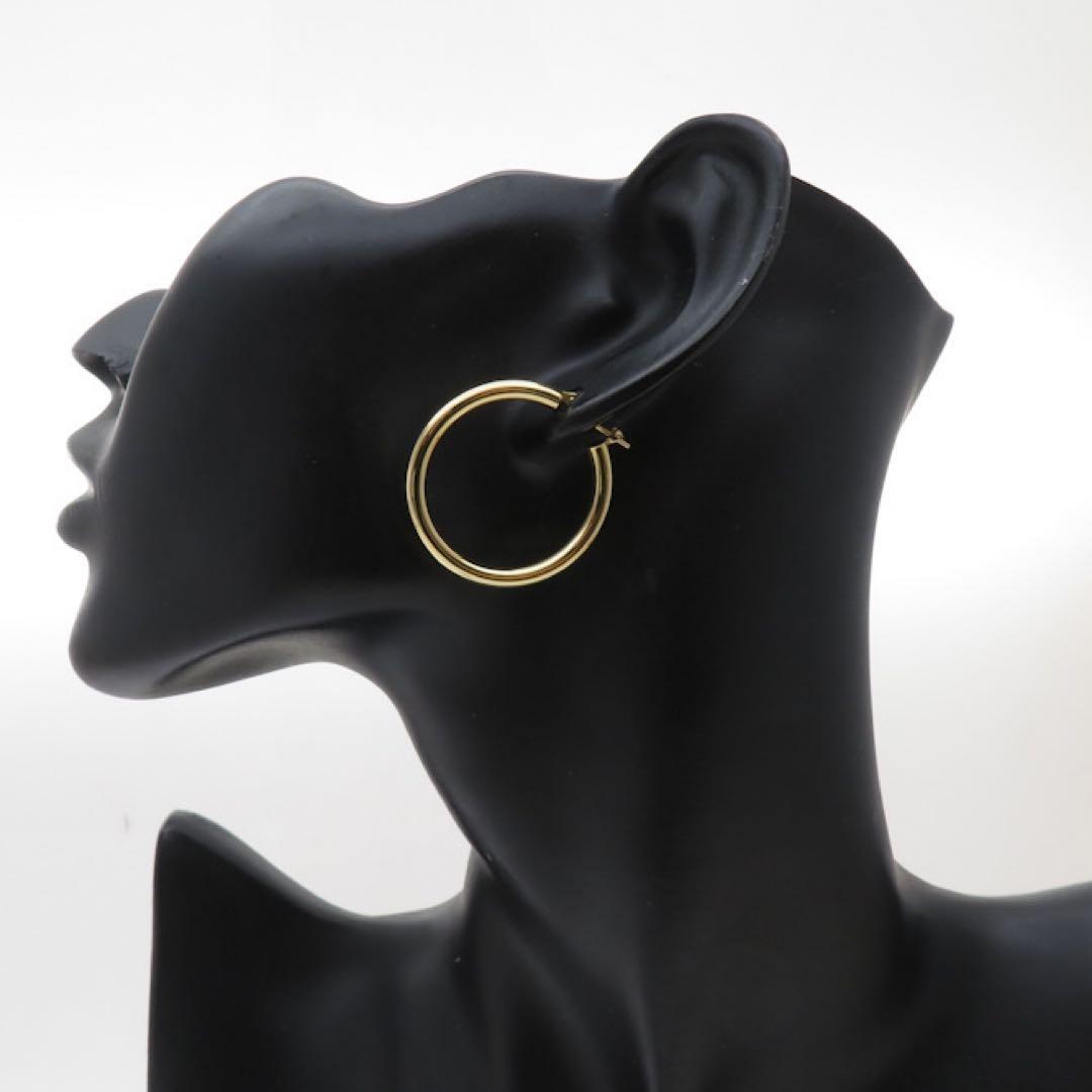 K18YG 18金 フープピアス 幅3mm 外径30mm イエローゴールド　片耳