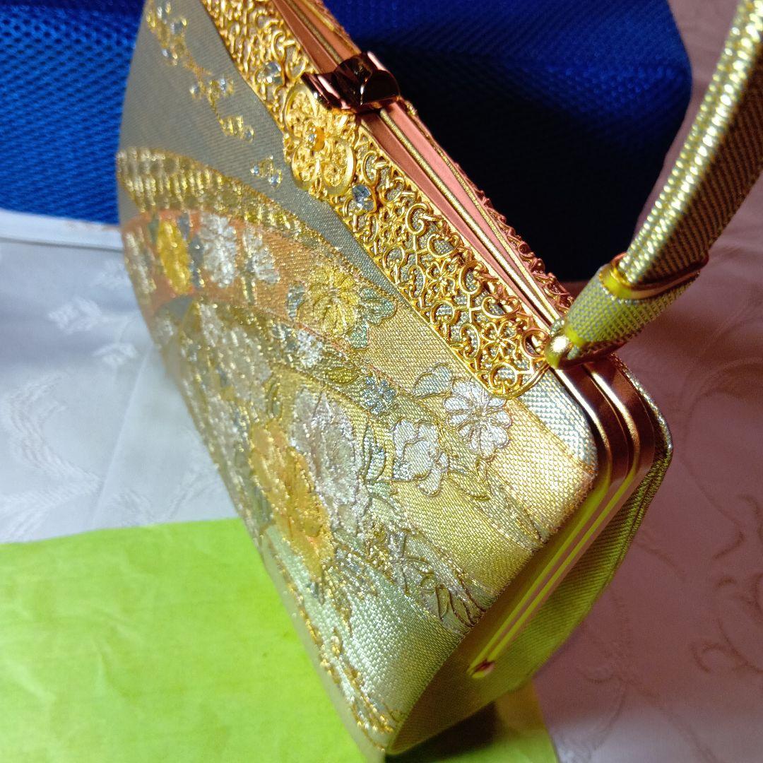 伊と忠　金色花柄刺繍和装用バッグと草履セット
