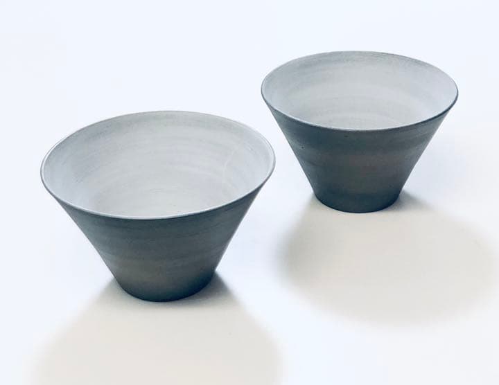 ラーメン鉢　どんぶり　濃いグレー×グレー
