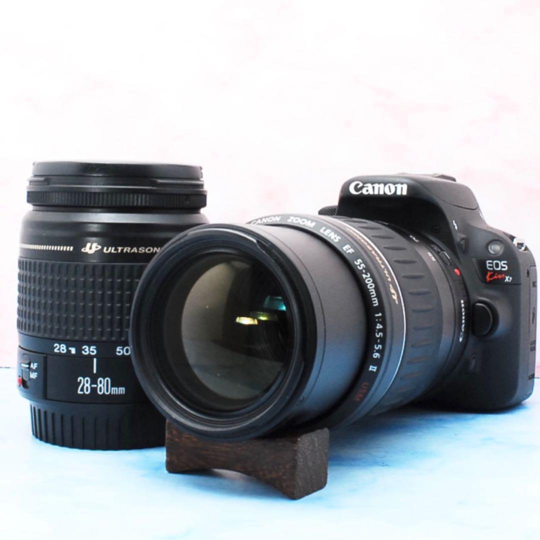 Canon Kiss X7☆望遠レンズ付Wレンズ☆小型＆軽量☆一眼レフカメラ