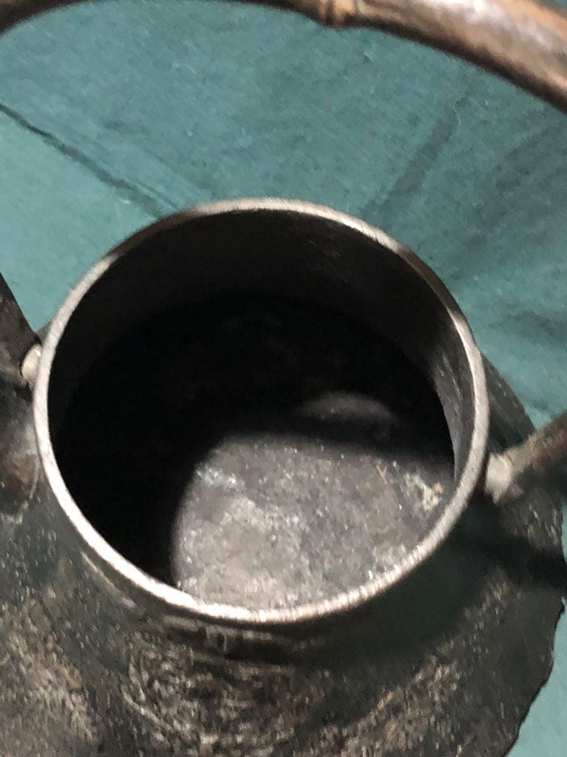 南部鉄瓶　南部鉄器　象嵌　富士釜　茶道具　時代鉄瓶　インテリア