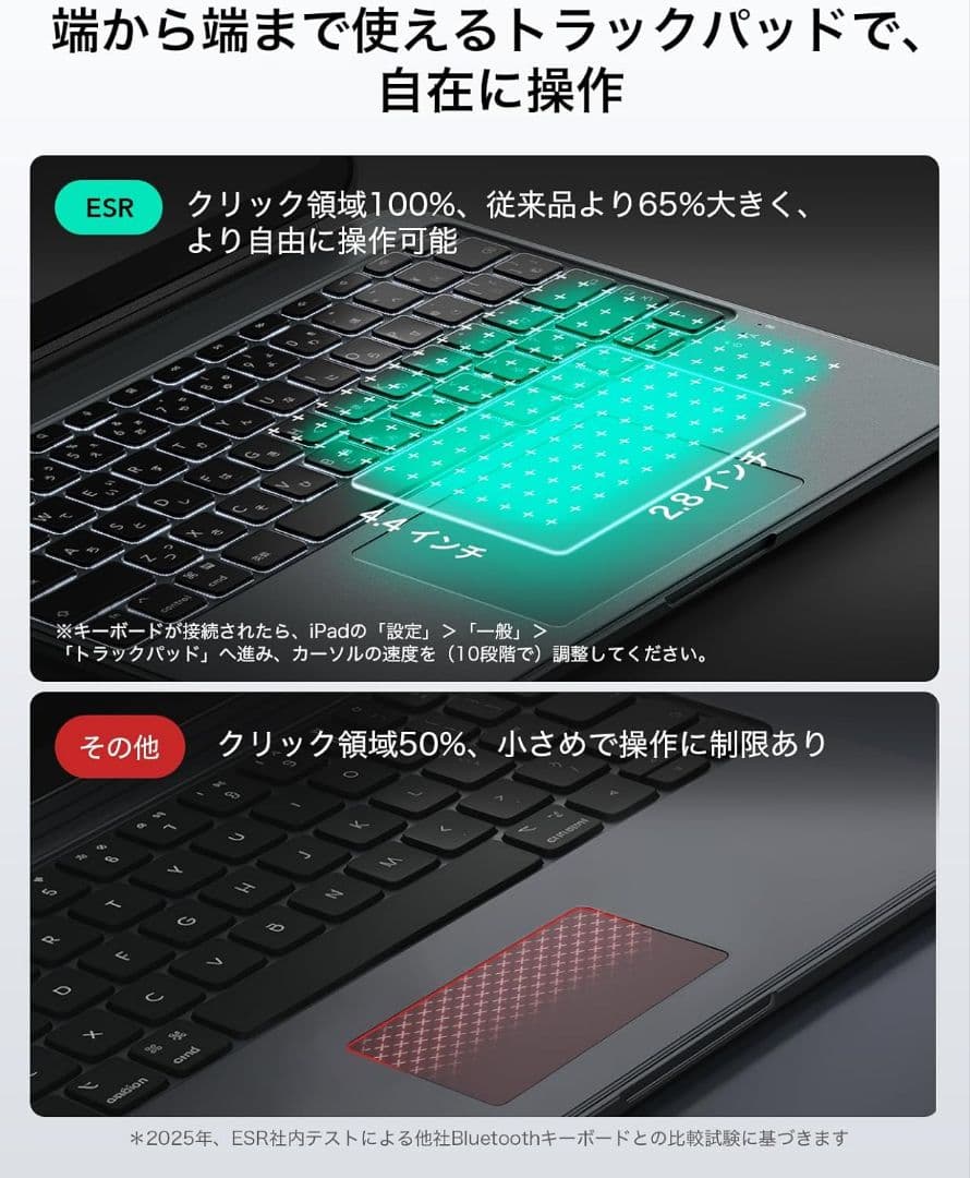 ESR iPad Air 13インチ M3 M2 パッド付 キーボード ケース