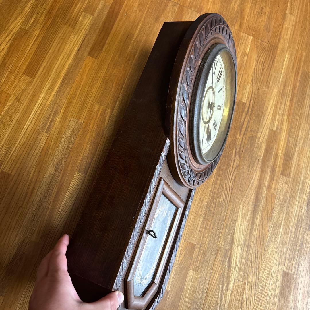 ハートエッチ精工所 柱時計 掛時計 ゼンマイ 昭和レトロ アンティーク