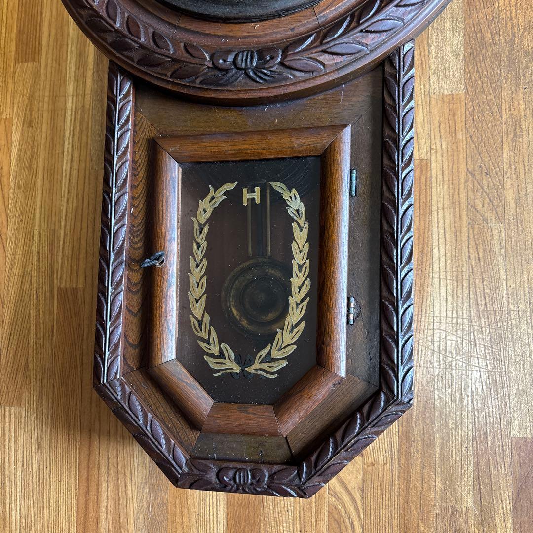 ハートエッチ精工所 柱時計 掛時計 ゼンマイ 昭和レトロ アンティーク