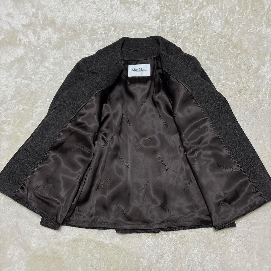 美品 MaxMara 白タグ アンゴラ混キャメルショートコート ブラウン 42