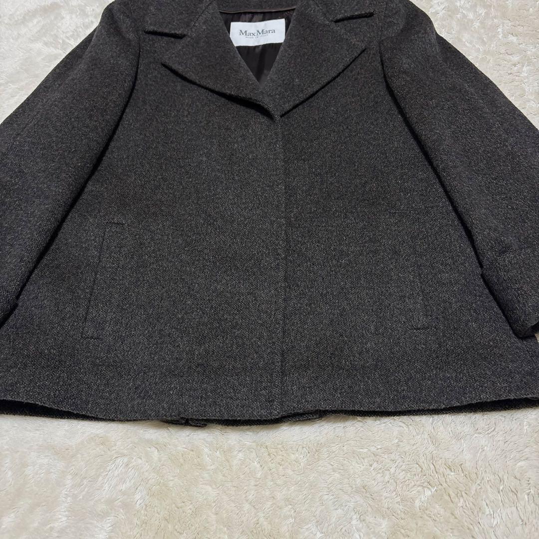 美品 MaxMara 白タグ アンゴラ混キャメルショートコート ブラウン 42