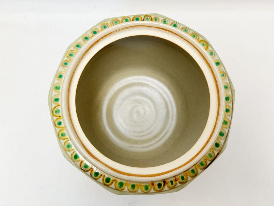 未使用 茶道具 国領 東斎造 （寿人） 瑞穗窯 唐草丸紋 水指 共箱