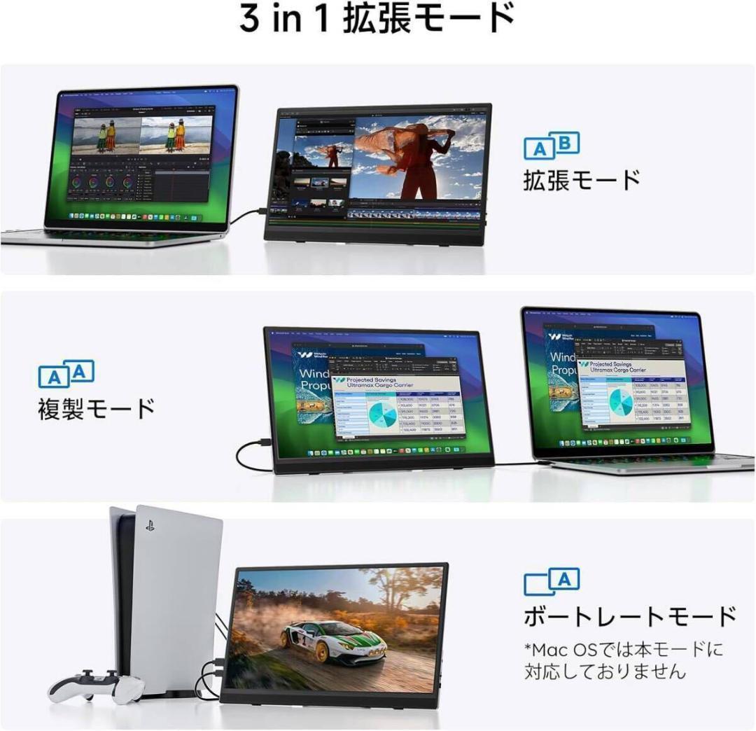 【角度調整可能】15.6インチ モバイルモニター 1080P ポータブルモニター