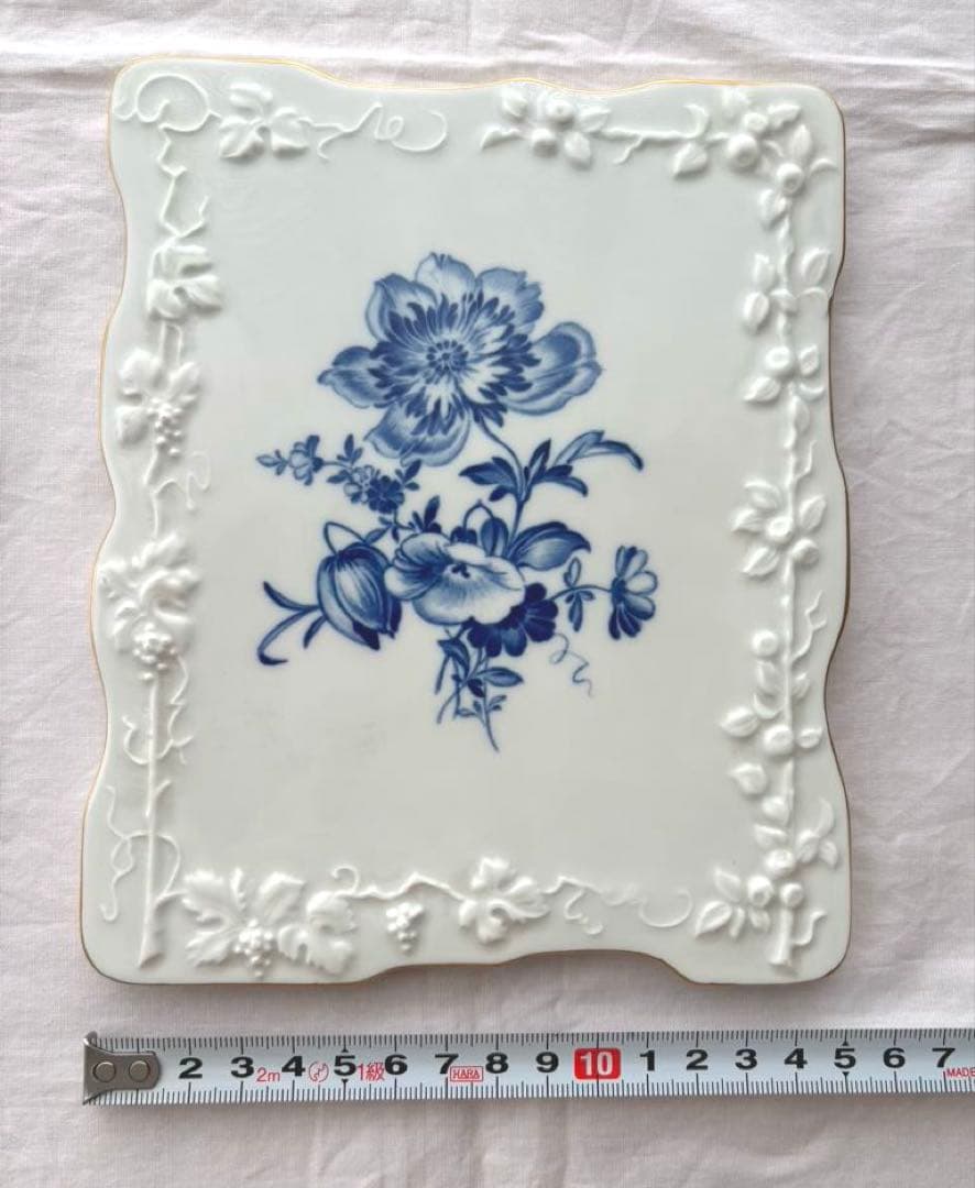 マイセン　陶板飾り絵　ブルーフラワー