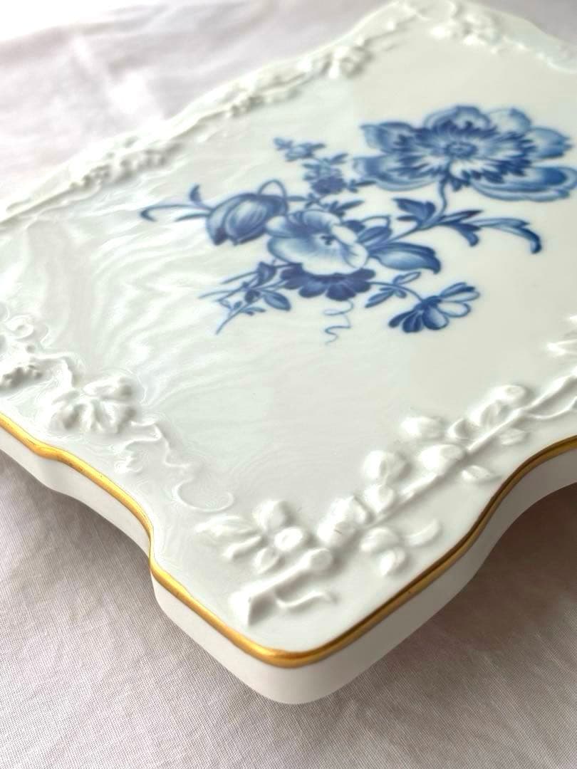 マイセン　陶板飾り絵　ブルーフラワー