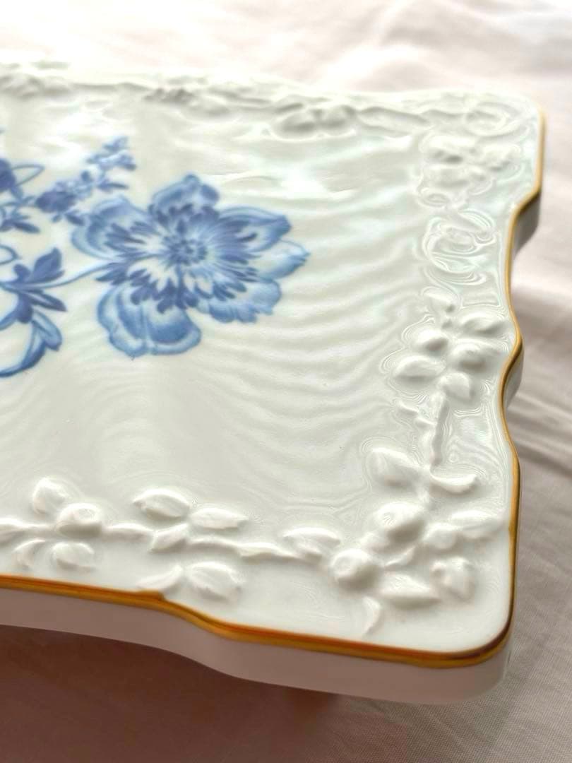 マイセン　陶板飾り絵　ブルーフラワー