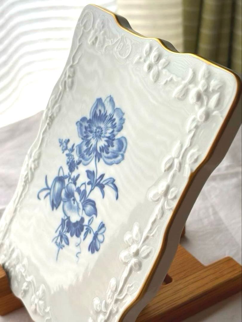 マイセン　陶板飾り絵　ブルーフラワー