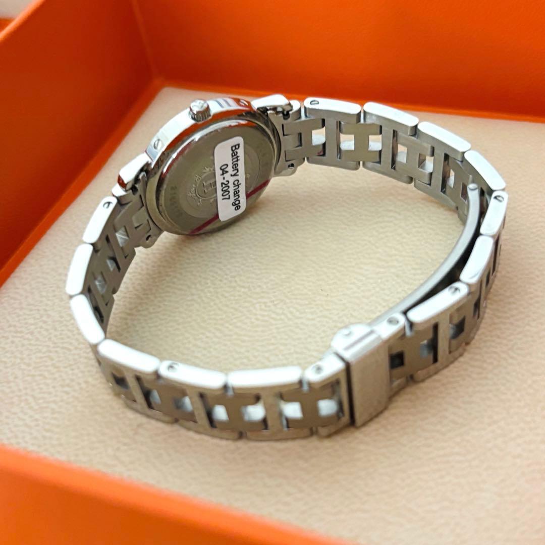 【未使用】HERMES クリッパー 腕時計 シルバー ホワイト 外箱付き