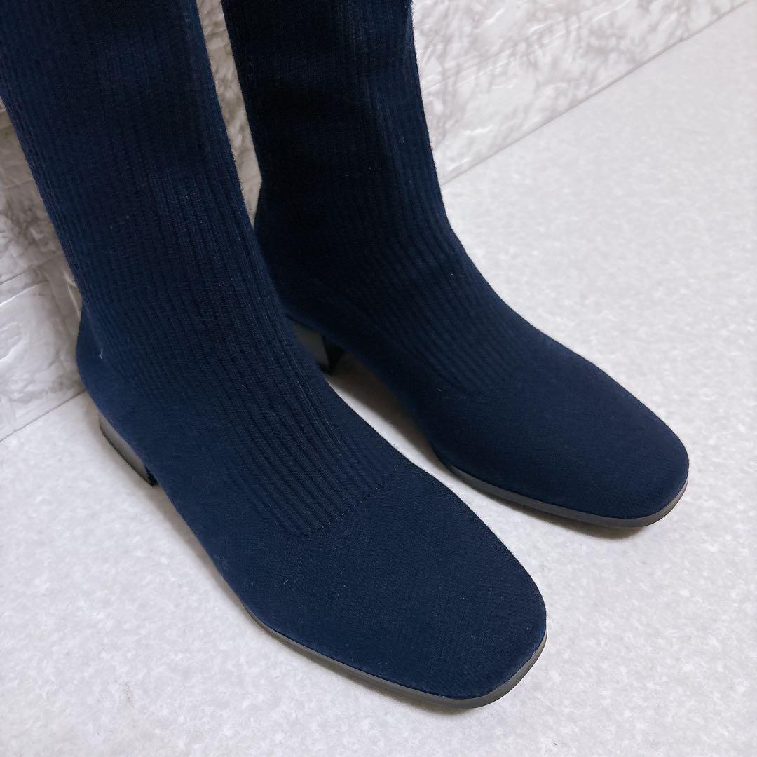 ⭐極美品⭐VIVAIA ビバイア ロングブーツ ミッドカーフ ネイビー 24.5