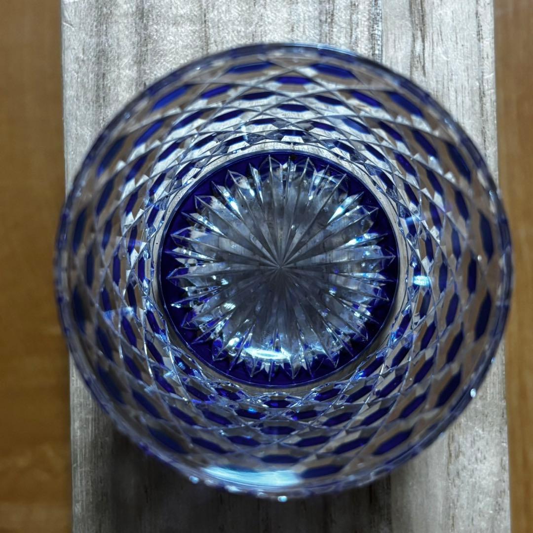 希少 美品 江戸切子 黒川昭男 棗 小物入れ ボンボニエール 一口 冷酒 グラス