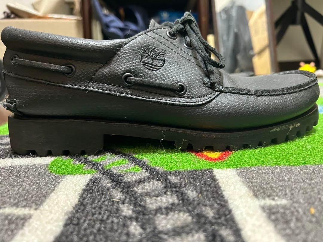 ティンバーランド　3アイ　ブラックレザーモカシンシューズ 8.5