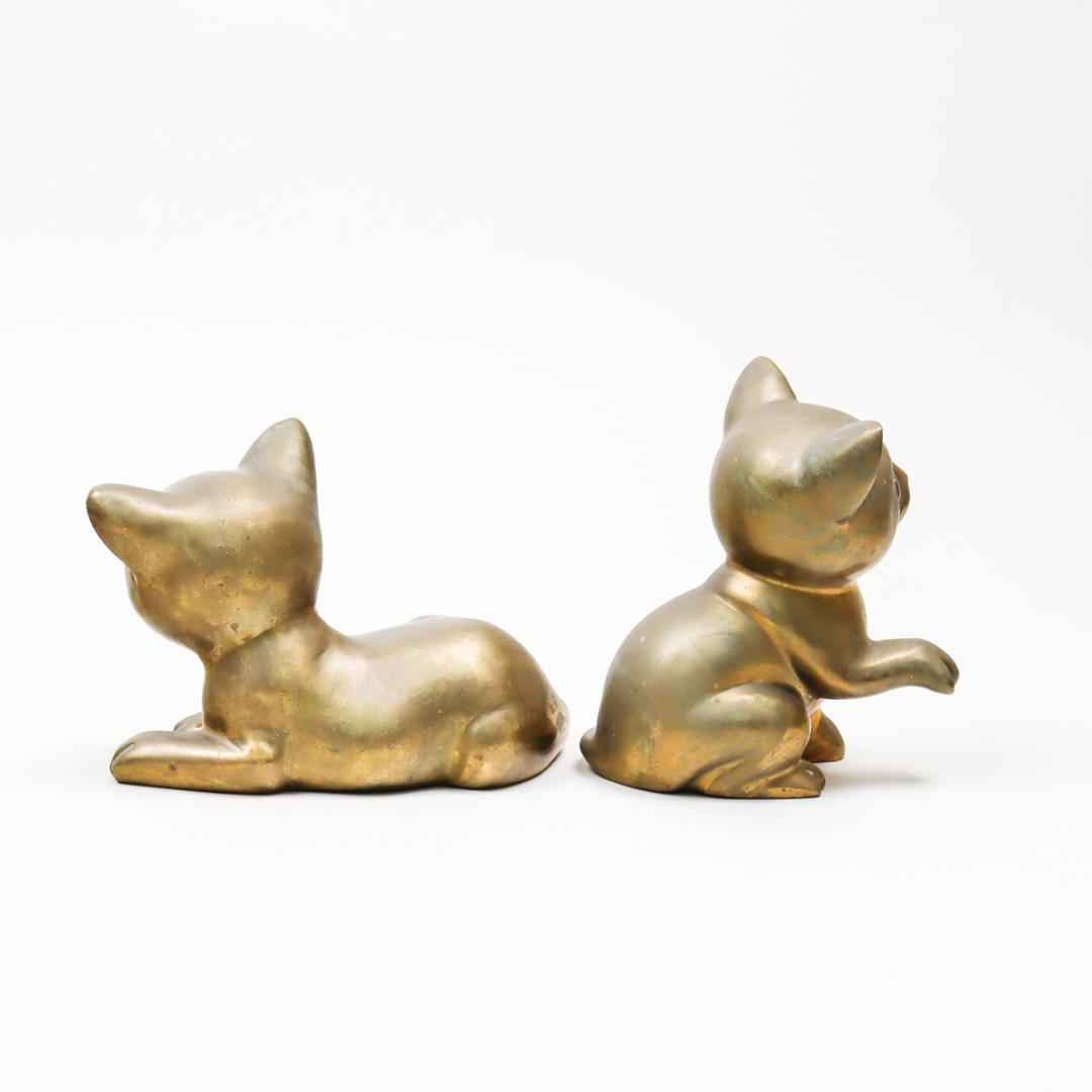 真鍮製 Brass 仔猫 2体 置物