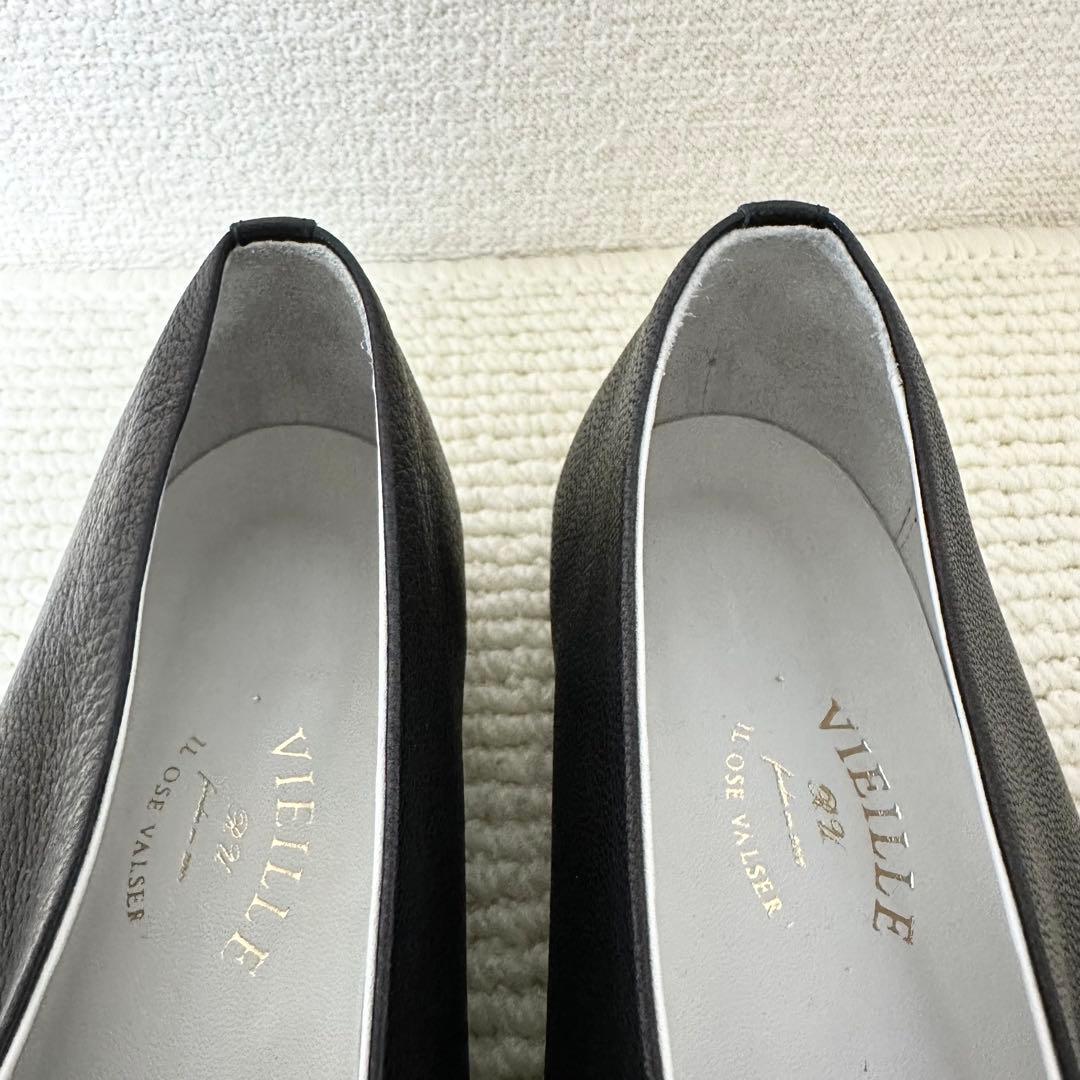 VIEILLE Cinqヴィエイユ サンク フラットシューズ 37 黒 レザー