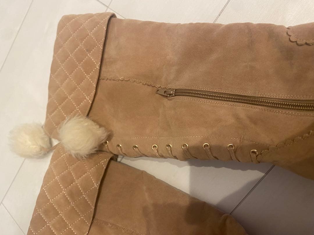 LIZLISA スエード キルティング ロングブーツ L