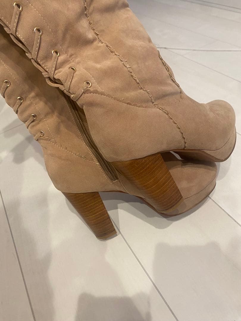 LIZLISA スエード キルティング ロングブーツ L