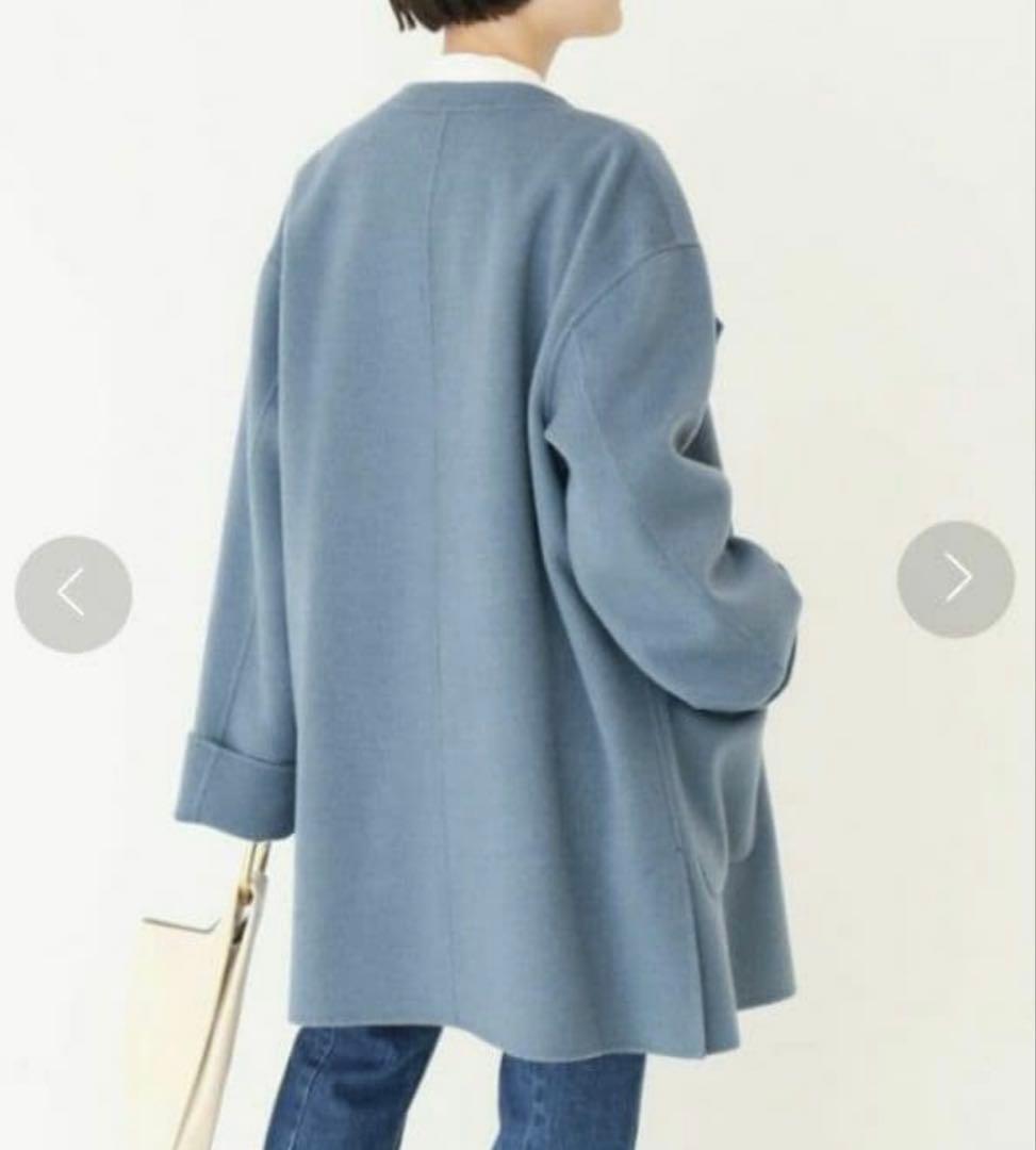 ゆいぴー　　ウールノーカラーミドル丈コート　ダブルフェイス　リバー