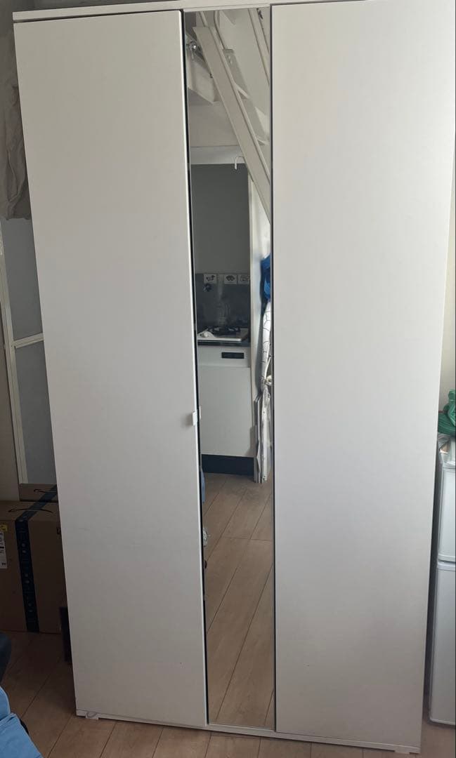 VIHALS 2枚扉ワードローブ ホワイト（105×57×200cm）