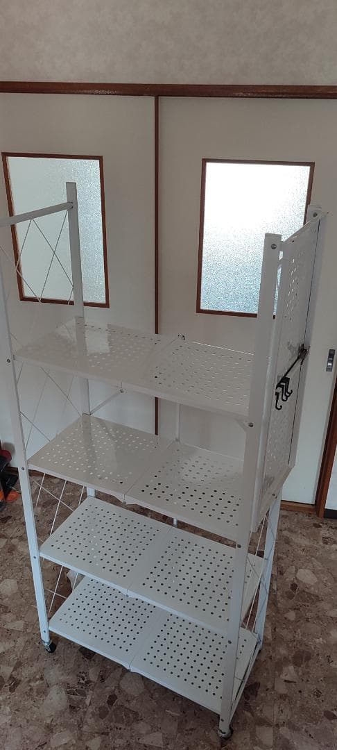 ホワイト 折り畳み可能5段ラック