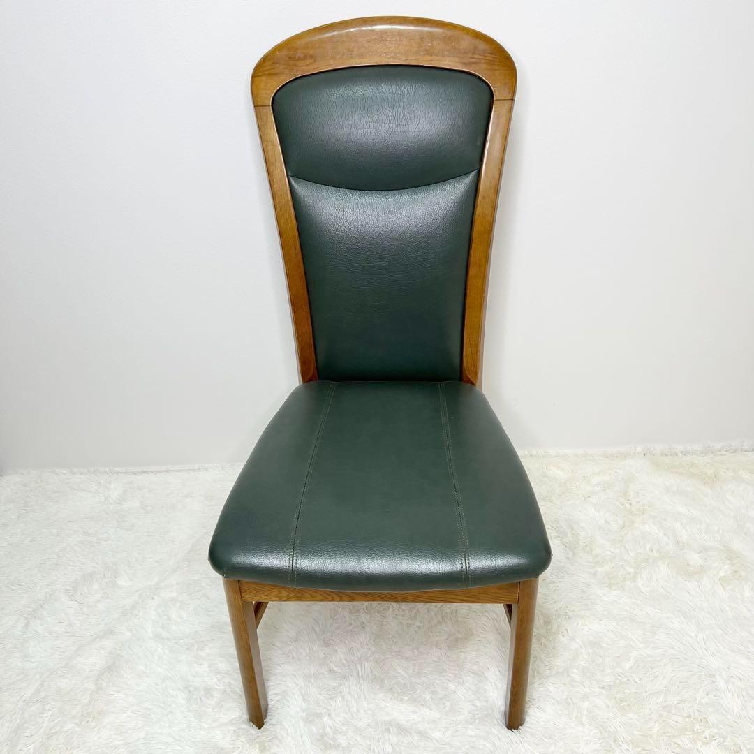 maruni マルニ木工 ダイニングチェア レザー 木製 イス グリーン　2