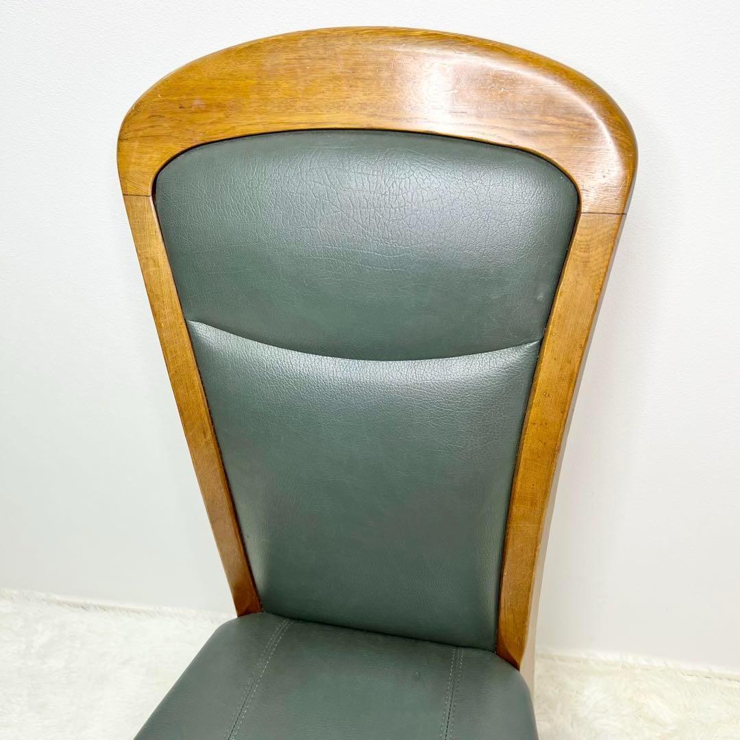 maruni マルニ木工 ダイニングチェア レザー 木製 イス グリーン　2