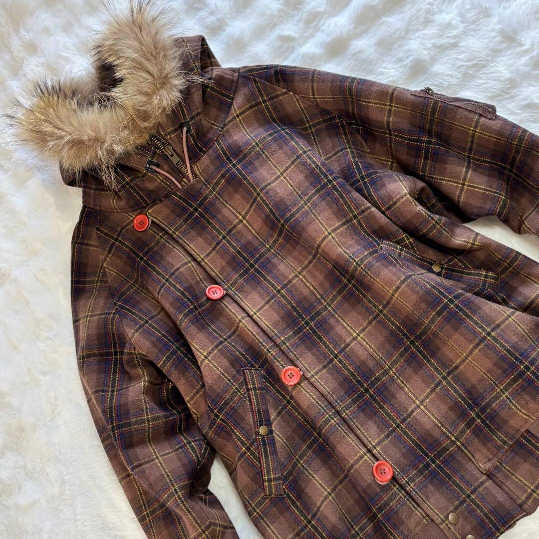 希少swagger スワッガー チェック柄 ファーコート y2k 00s 超レア