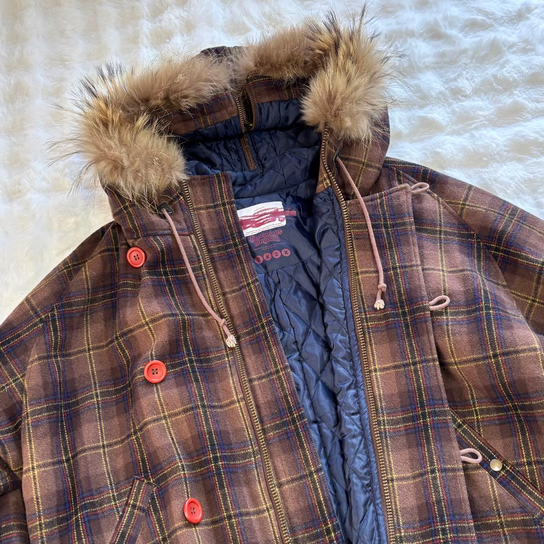 希少swagger スワッガー チェック柄 ファーコート y2k 00s 超レア