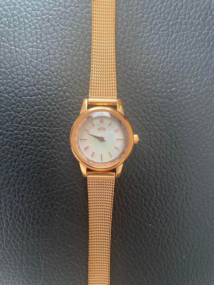 【美品】ete ソーラー ウォッチ メッシュベルト 腕時計 ピンクゴールド