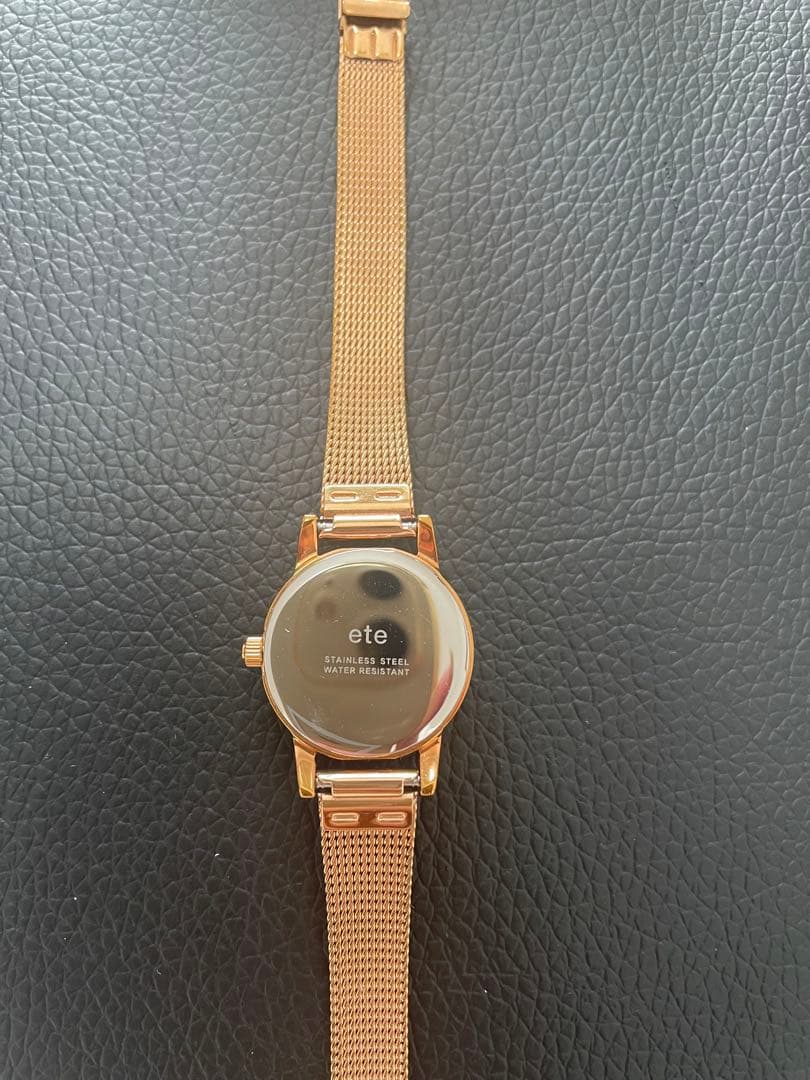 【美品】ete ソーラー ウォッチ メッシュベルト 腕時計 ピンクゴールド