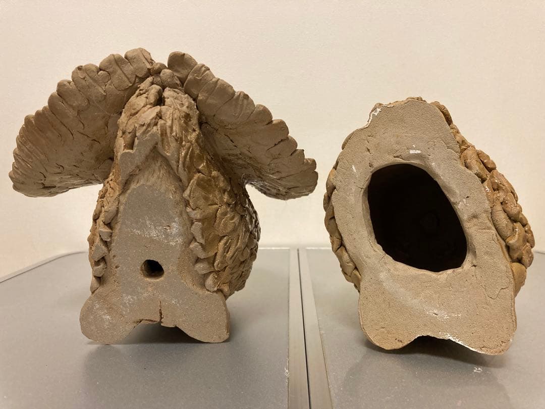 沖縄 焼き物 ふくろう 置物2体