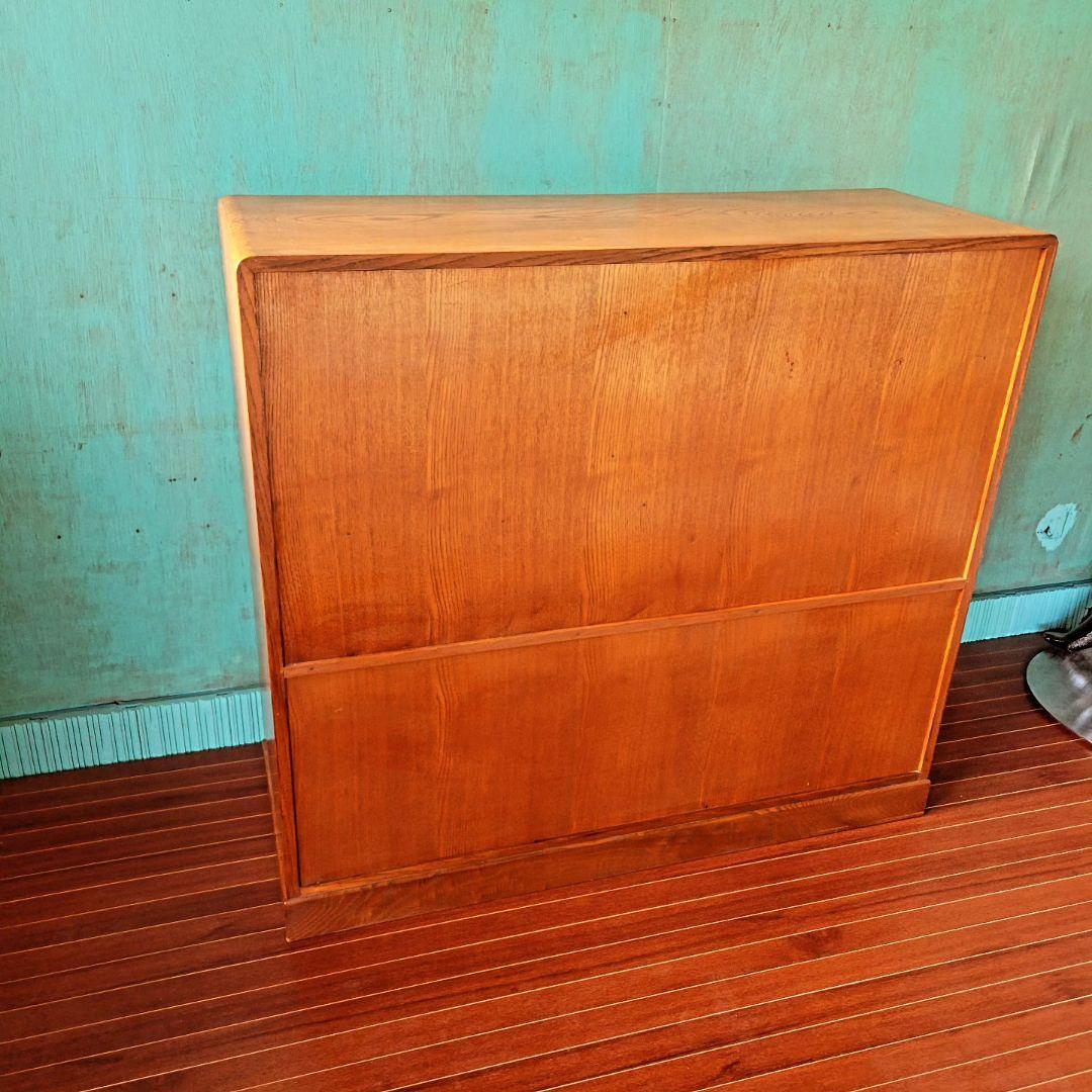 昭和レトロ 茶箪笥 水屋箪笥 ガラス戸収納棚 和家具 ヴィンテージ 店舗什器