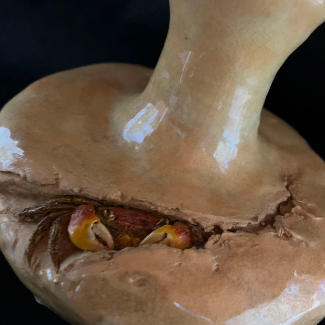 二六焼　楽山焼　水月焼　佐々木二六　　天神蟹　花瓶　花器　一輪挿し　年代物　珍品