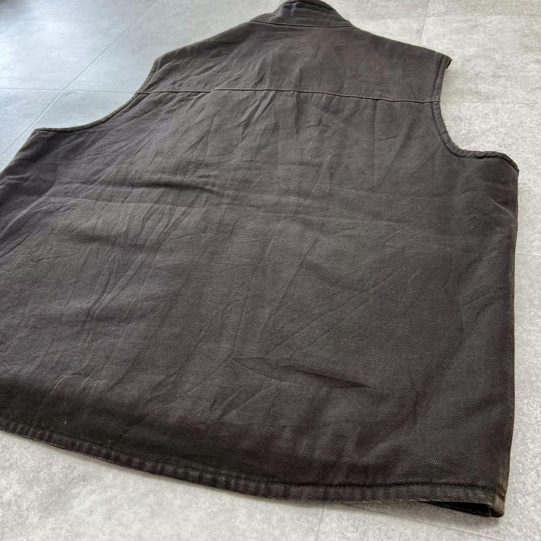 カーハート　ダック　ベスト　ブラウン　フリース　ボア　ビンテージ　茶色