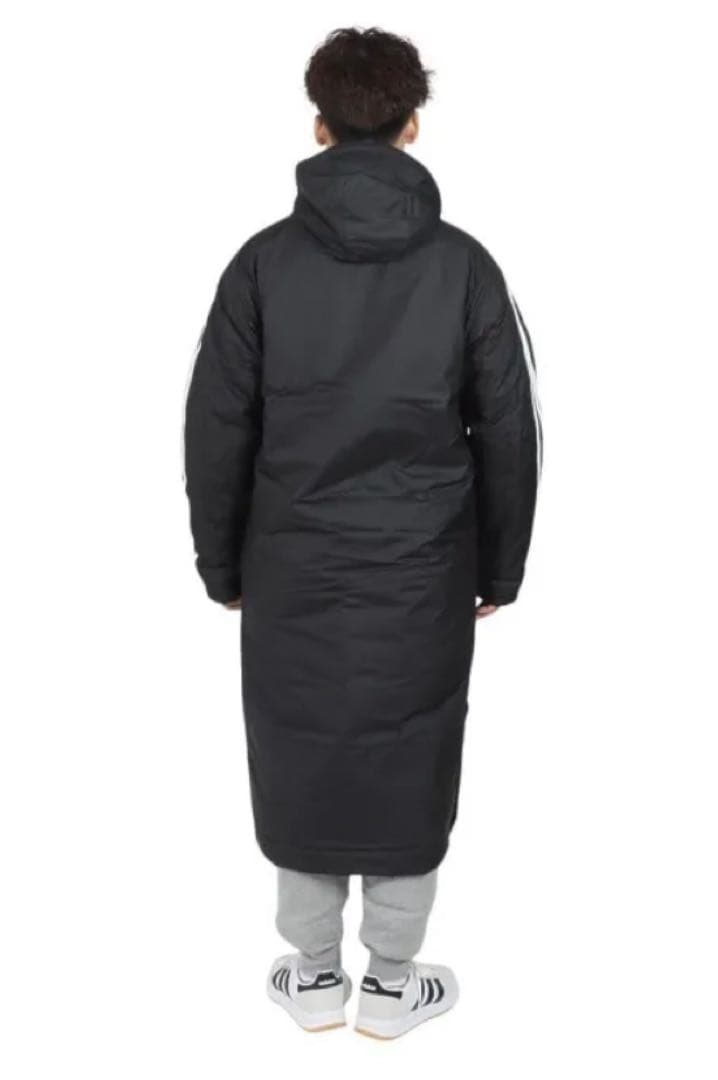 L ☆新品☆ アディダス ベンチコート ボア 防寒 防風 ロング丈　ブラック