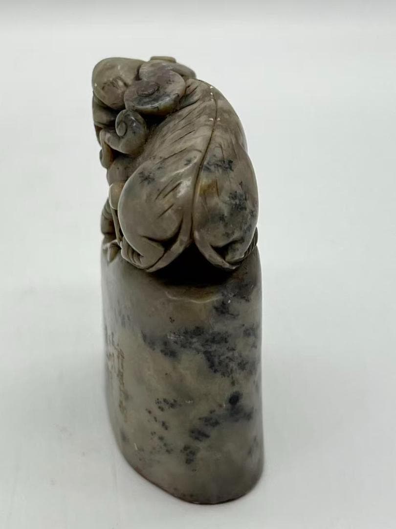 清時代 寿山石印 神獸鈕 巴林石印 印文【墨香龍神】 篆刻印鑑 (F-242)