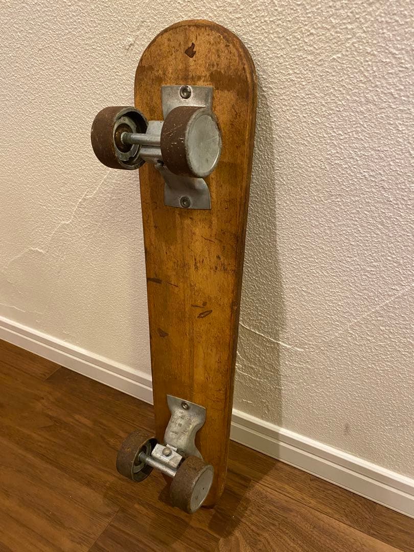 ヴィンテージ Zipees ウッドスケートボード サーフボード メタルホイール